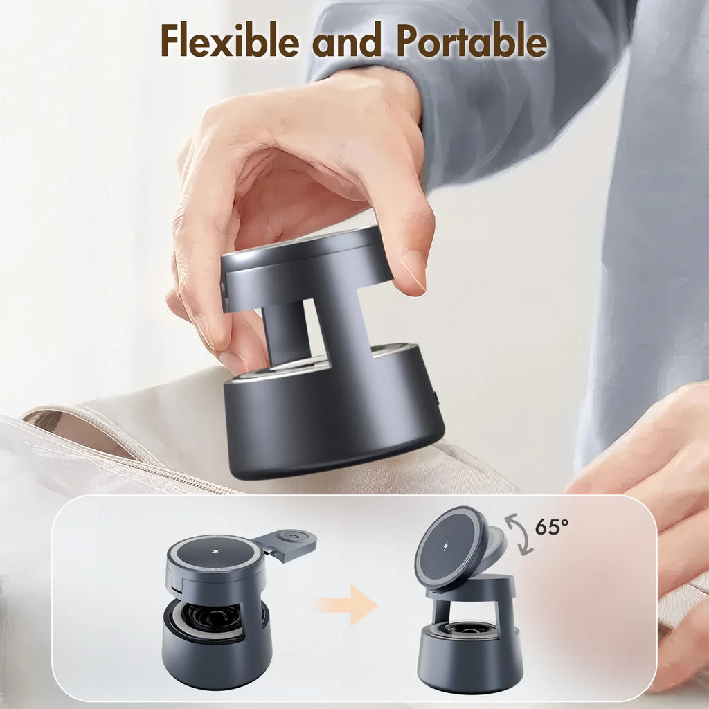 5 in 1 Wireless Charging Station, 15W Fast Charging Wireless Charger for Iphone Airpods Iwatch with Magsafe,Bluetooth Speakers,Mushroom Light Compatible with Iphone 8 and above Series